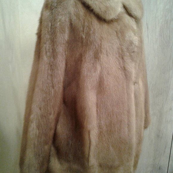 MINK COAT JACKET REAL GENUINE NATURAL BROWN TAN FUR M MEDIUM L LARGE MID-LENGTH - Picture 10 of 15